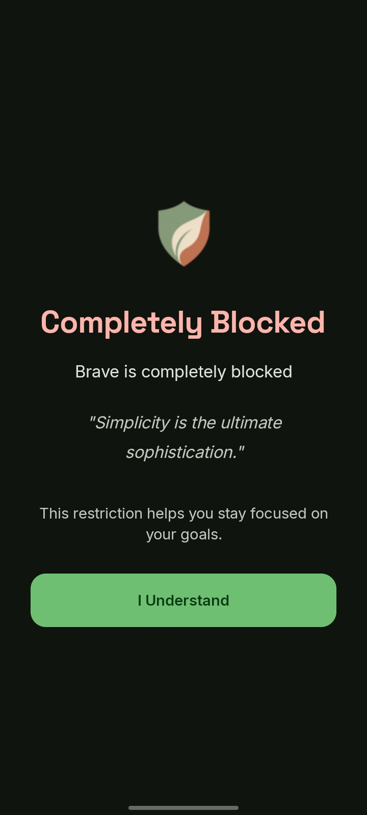 Zentra blocked app screen